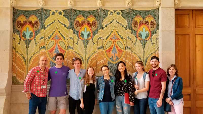 Students and professor at Hospital Sant Pau Barcelona