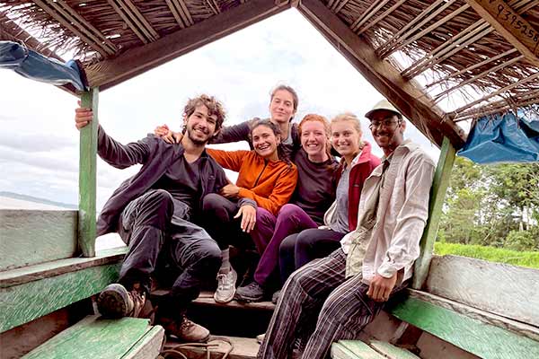 Interns on a boat