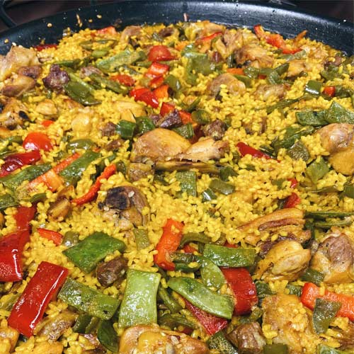 Delicious rabbit and chicken Paella